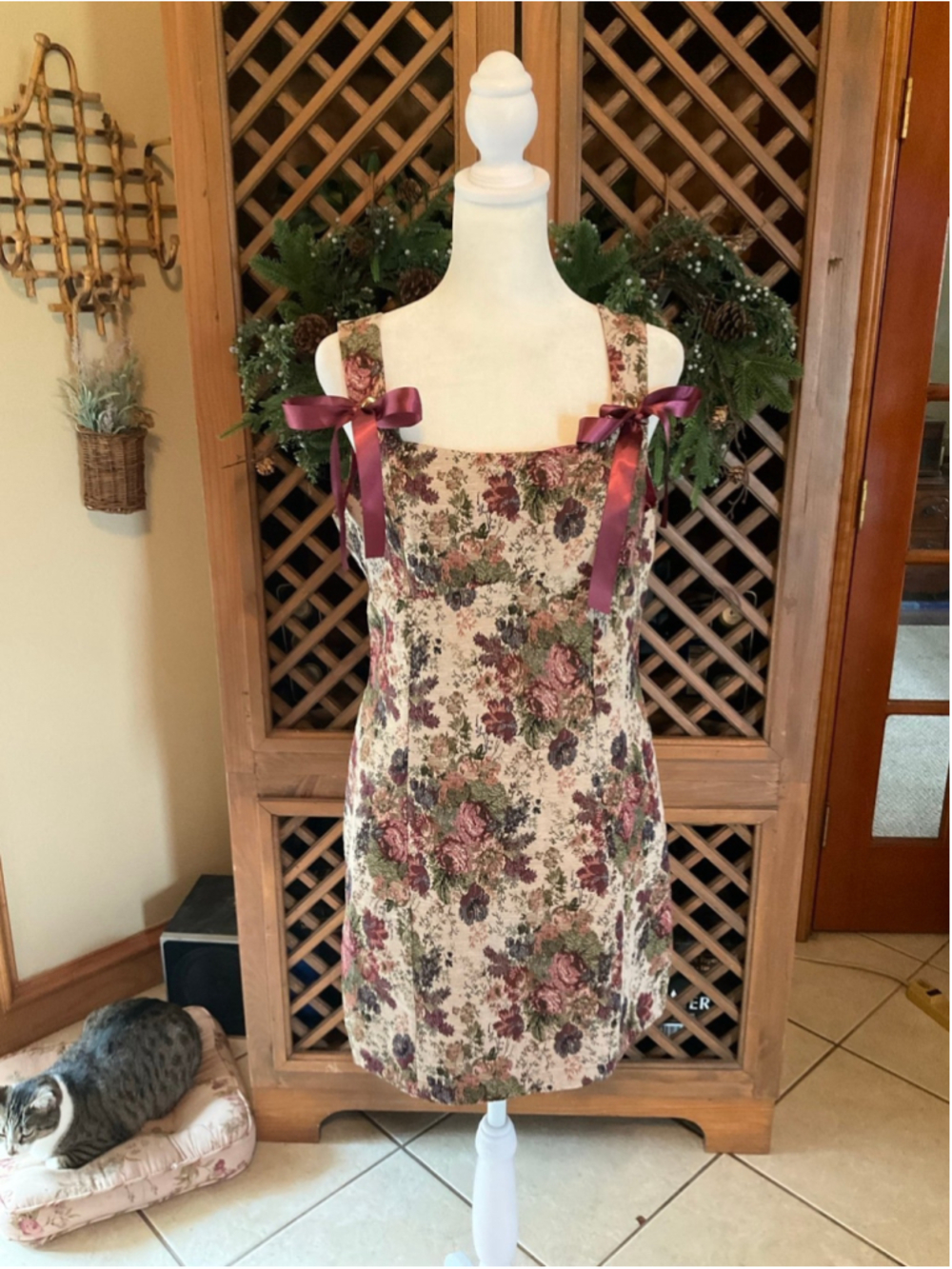 Floral tapestry Coquette Fairycore Cottagecore Romantic Large dress